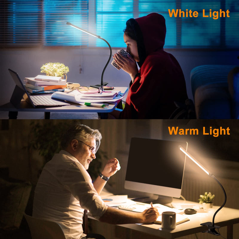 [Australia - AusPower] - LEPOWER Led Clip on Light / Reading Light with Gooseneck 5W Piano Light Color Temperature Changeable Clip Light (Metal) Black 