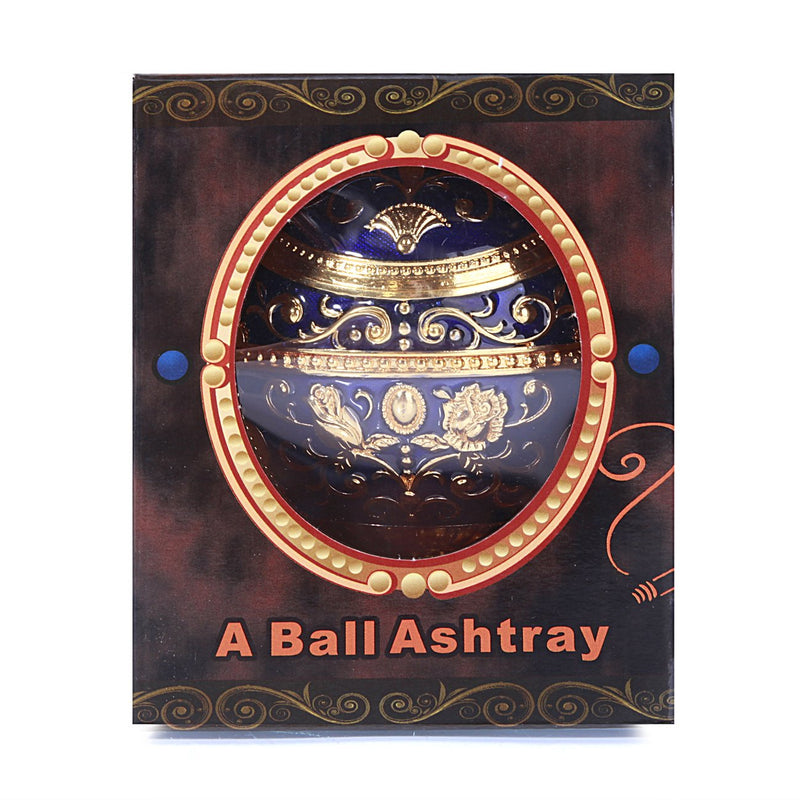 [Australia - AusPower] - K COOL Windproof Ashtray with Lid Metal Portable Cigarettes Ashtray for Outdoors Indoors Hand Stamped Pattern Smoking Ashtray Fancy Gift for Men Women(Navy Blue) Navy Blue 