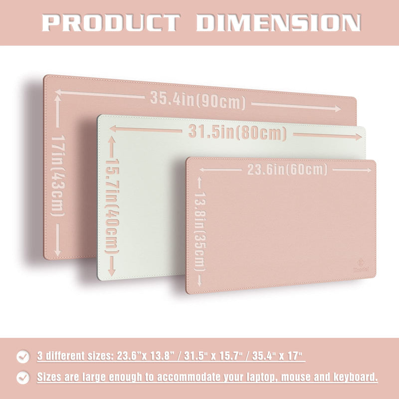[Australia - AusPower] - Knodel Desk Mat, Dual-Sided Office Desk Pad, Mouse Pad, Waterproof Desk Mat for Desktop, Desk Pads & Blotters, PU Leather Desk Pad Protector (31.5" x 15.7", Pink) Pink/Silver 31.5" x 15.7" 