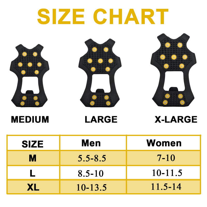 [Australia - AusPower] - Crampons Ice Cleats Snow Traction Cleats for Walking on Snow and Ice Winter Ice Snow Grips 11 Studs Anti-Slip Traction Cleats for Shoes and Boots Medium 