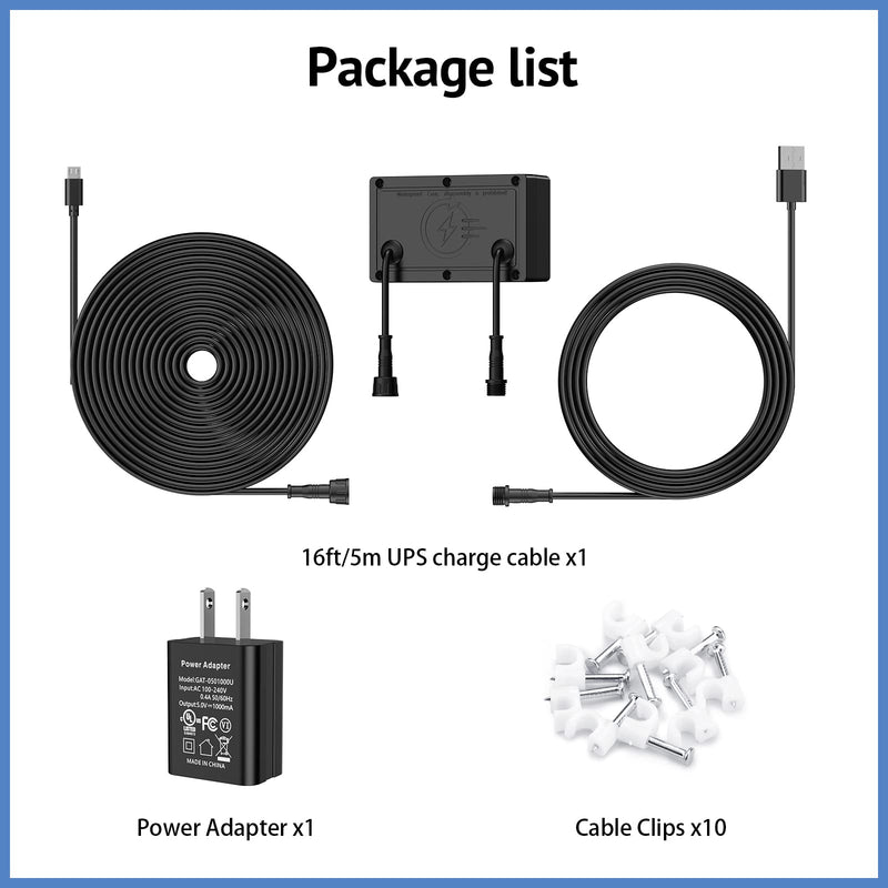 [Australia - AusPower] - Ayotu 3000mAh Camera Power Adapter for Wyze Camera & Blink Mini Camera & Other Cameras with Micro Interface, Backup Power Supply Keep Charging with 16ft/5m Micro USB Cable (NOT Include Camera), Black Micro Cord 16ft/5m, Black 