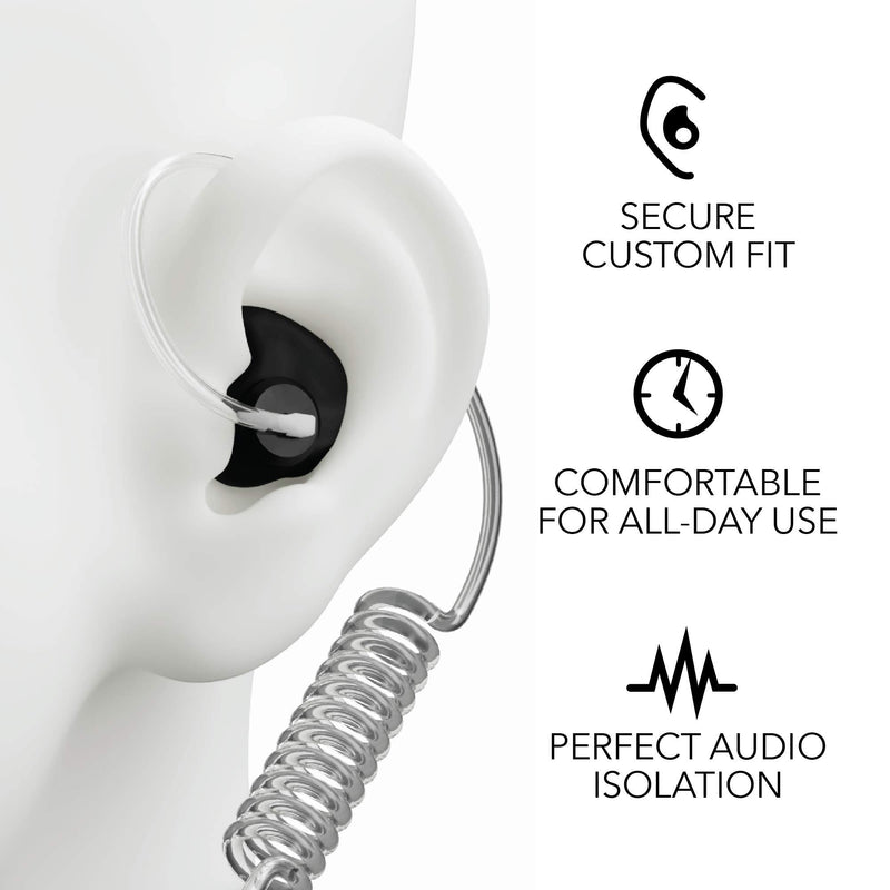 [Australia - AusPower] - Decibullz Custom Molded Security Radio Surveillance Earpiece Set, Thermo-Fit Designed for Clear Acoustic Tube Radios, Isolation 