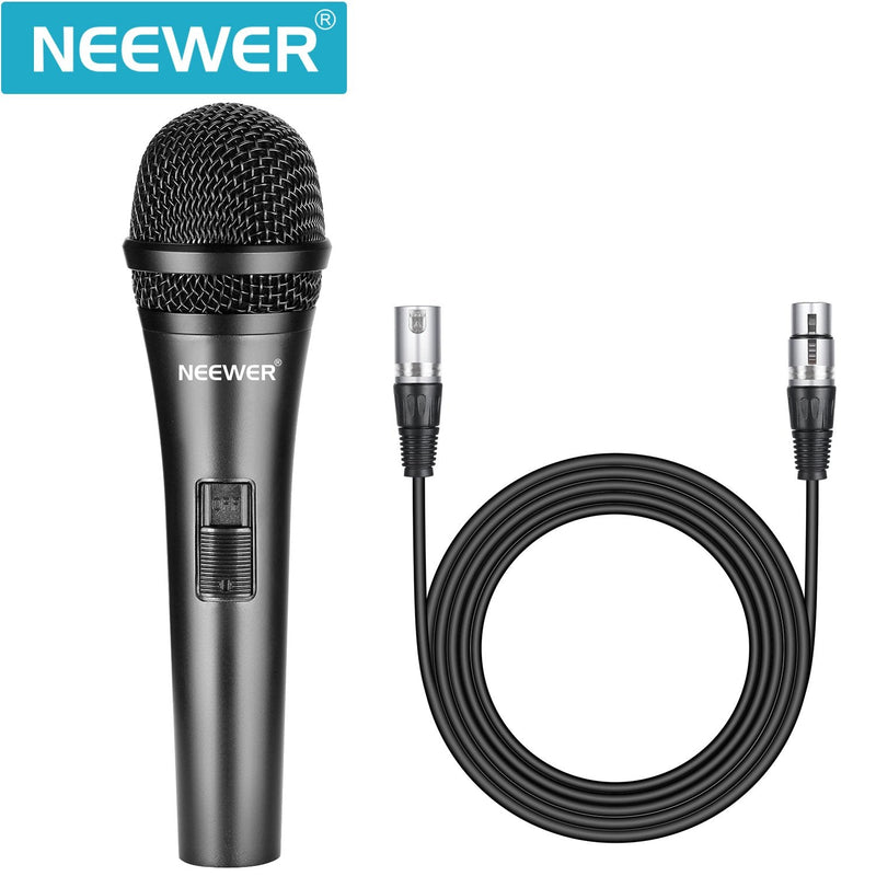 [Australia - AusPower] - Neewer Cardioid Dynamic Microphone with XLR Male to XLR Female Cable, Rigid Metal Construction for Professional Musical Instrument Pickup, Vocals, Broadcasting, Speech, Black (NW-040) 
