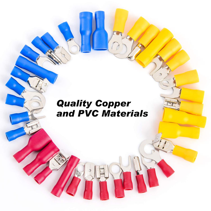 [Australia - AusPower] - Nilight 540PCS Mixed Quick Disconnect Electrical Insulated Butt Bullet Spade Fork Ring Solderless Crimp Terminals 22-16/16-14/12-10 Gauge Electrical Wire Connectors Assortment Kit, 2 Years Warranty 