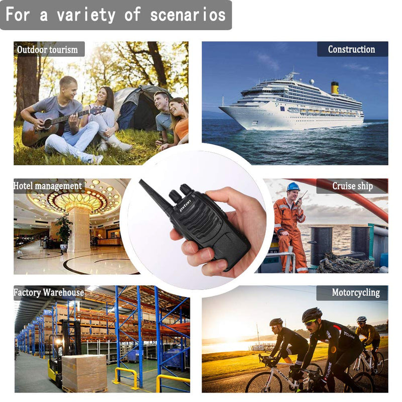 [Australia - AusPower] - pxton Walkie Talkies Rechargeable Long Range Two-Way Radios with Earpieces,2-Way Radios UHF Handheld Transceiver Walky Talky with Flashlight Li-ion Battery and Charger（2 Pack） 