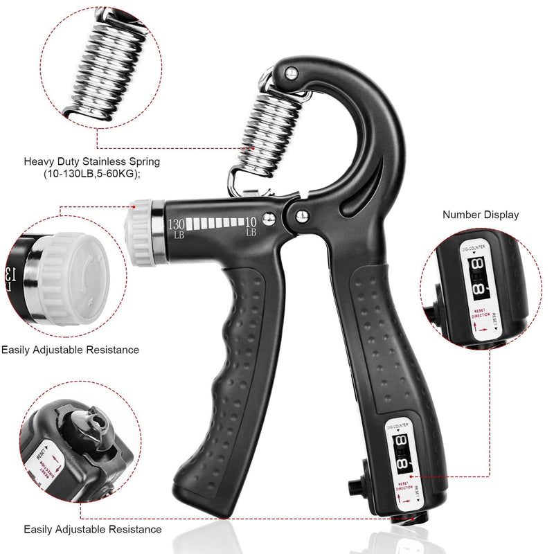 [Australia - AusPower] - KDG Hand Grip Strengthener 2 Pack Adjustable Resistance 10-130 lbs Forearm Exerciser，Grip Strength Trainer for Muscle Building and Injury Recovery for Athletes 