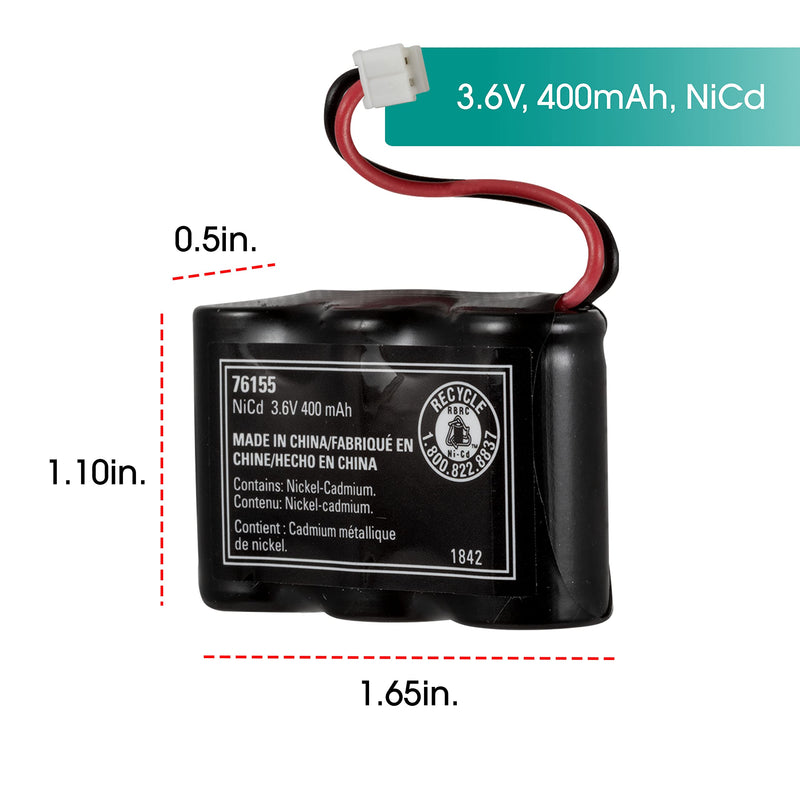 [Australia - AusPower] - Power Gear Rechargeable Cordless Phone Battery, 3.6V, 400mAh Battery Pack, Nickel Metal Hydride, Cordless Phone Handset Compatible, 76155 