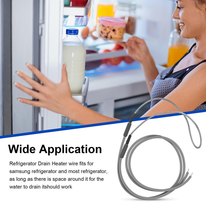 [Australia - AusPower] - SH201 Drain and Door Braided Aluminum Heater for Samsung and most supco refrigerators Automatic Defrost, Secondary Heating Coil Tip Diameter 7/16 115V 15W 25" Long 