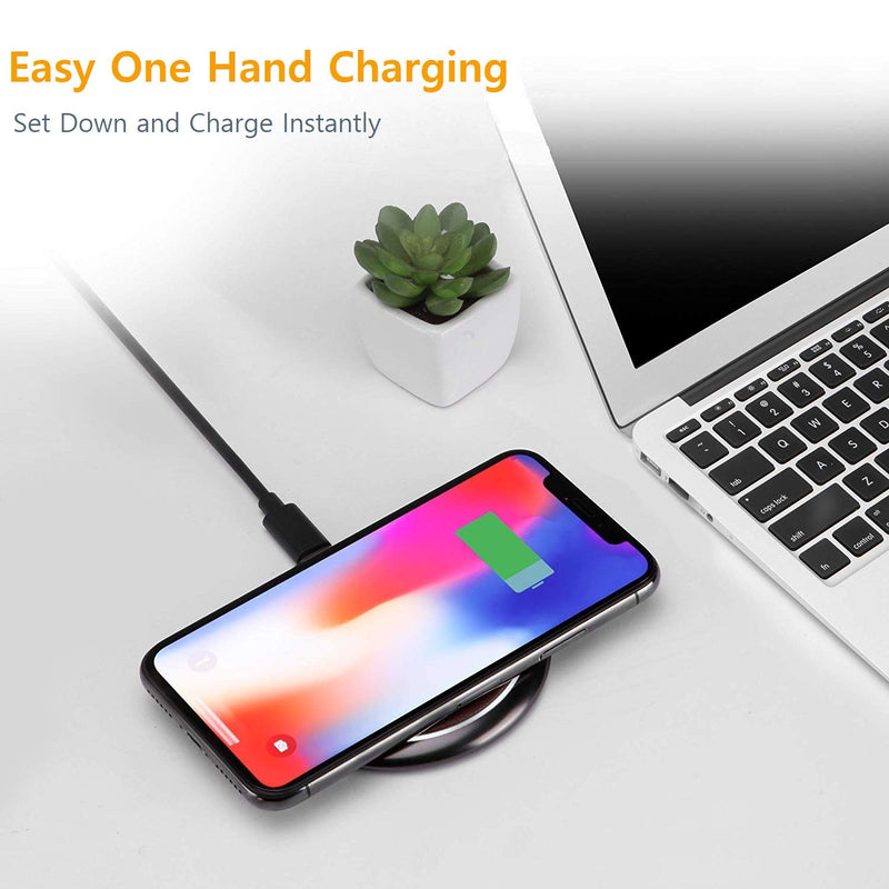 [Australia - AusPower] - AVLT Wireless Charger Qi-Certified 10W Wireless Charging Pad for Qi-Enabled Smartphones - USB-C Cable Included, Zinc Alloy, Brown Leather Texture 