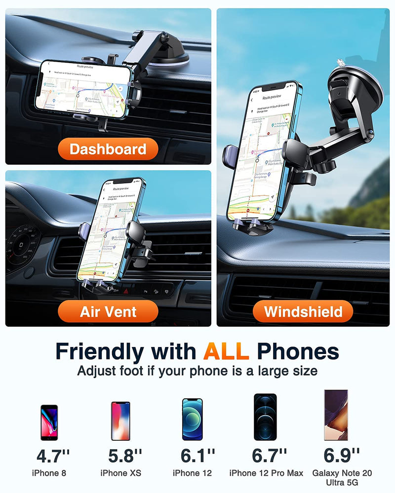 [Australia - AusPower] - VANMASS Phone Mount for Car [Auto Hug Tight] Cell Phone Car Mount Safest Guard Ever, Original One Hand Operation [Longest Life] Firmly Hold Dash Vent Windshield Fit for iPhone 13 Samsung All Phones 