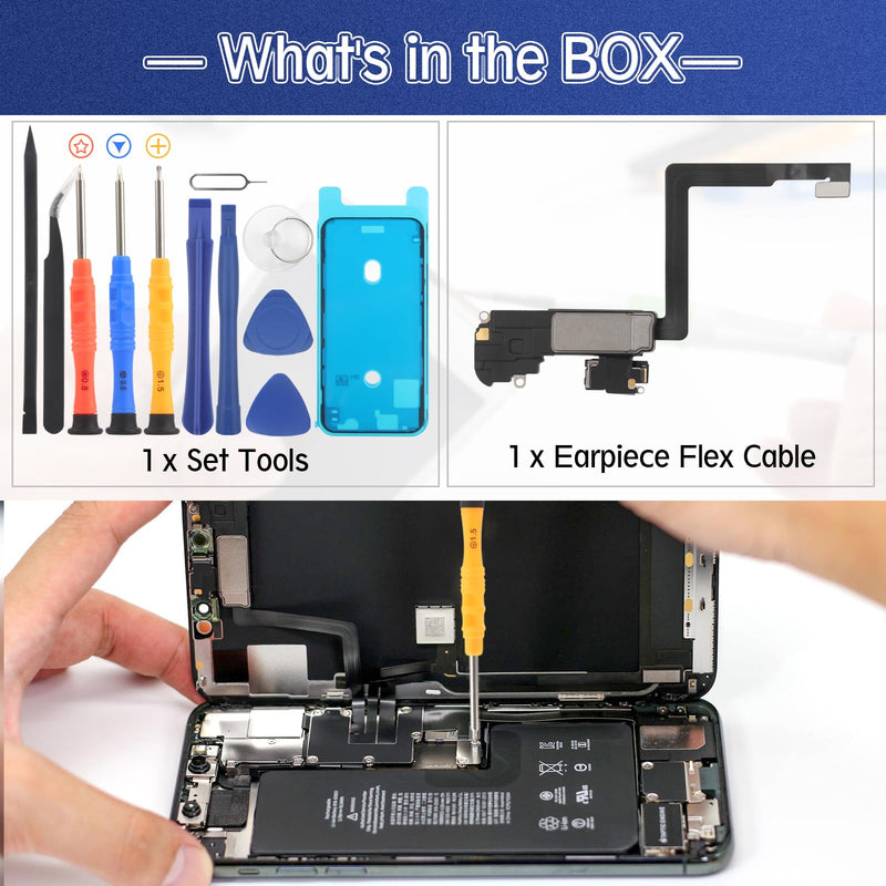 [Australia - AusPower] - YWLRONG Earpiece Speaker for iPhone 11 Pro Max Ear Speaker Replacement for iPhone 11 Pro Max Speaker Replacement with Light Proximity Sensor Flex Cable Earphone Speaker Assembly with Repair Tools Black-11 Pro Max 