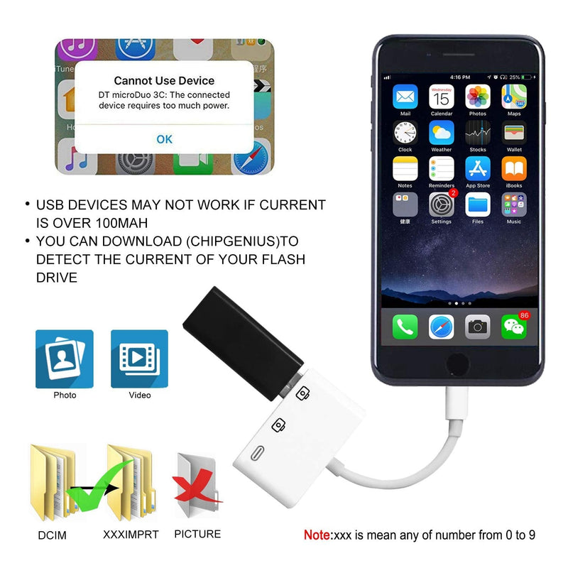 [Australia - AusPower] - Lightning to USB3 Camera Adapter,rosyclo Apple MFi Certified 3 in 1 USB 2.0 Female Cable OTG Adapter with Charging Port,Compatible with iPhone12/11/11Pro/X/8/7/6/iPad,USB Drive,MIDI Keyboard,Mouse 