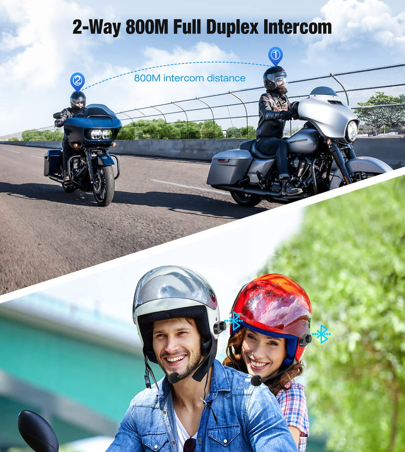 [Australia - AusPower] - Bluetooth Intercom for Helmet,FreedConn T-COMVB 800M,2-Way Motorcycle Helmet Bluetooth Headset,Motorcycle Bluetooth Communication System for Ski/ATV/Dirt Bike/Off,Bluetooth for Motorcycle Helmet TCOM-VB Hard Mic 1PACK 