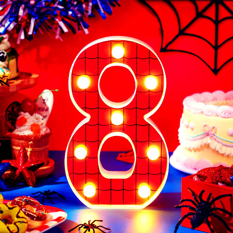 [Australia - AusPower] - VIHOSE Spider LED Number Lights Spider Birthday Decoration Spider Light up Numbers Kids Boy Man Spider Birthday Party Supplies Marquee Night Light for Christmas Gift Birthday Baby Shower(Number 8) Number 8 