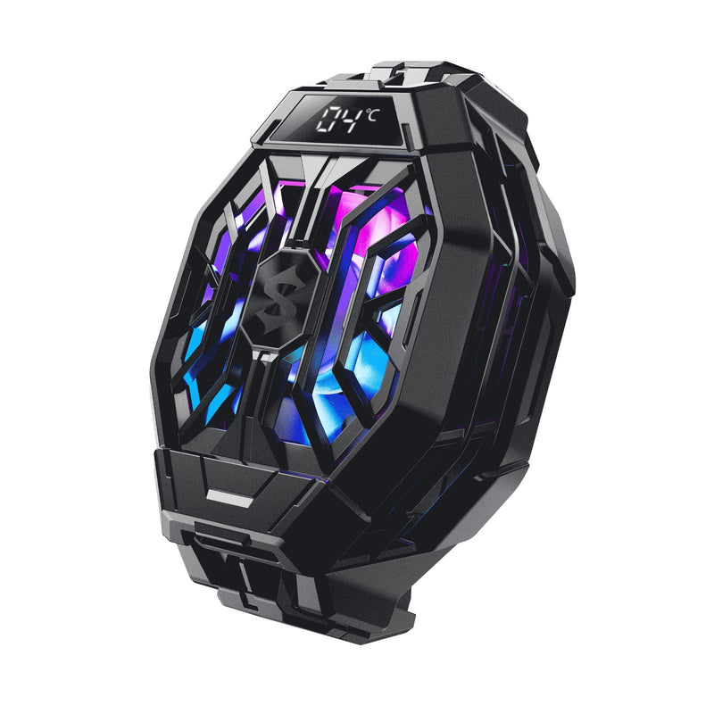 [Australia - AusPower] - Black Shark Mobile Phone Cooler, FunCooler 2 Pro, Gaming Cooling Fan Cellphone Radiator with RGB Lighting, LED Temperature Display, Sleep Timer, Fan Speed Settings Black Cooler 