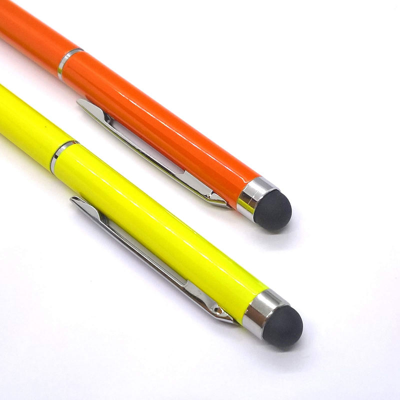 [Australia - AusPower] - 2pack Universal 2 in 1 Touch Stylus Pen for Android Device Mobile Phone Cell Smart Phone Tablet iPad iPhone (Orange & Yellow) Orange & Yellow 