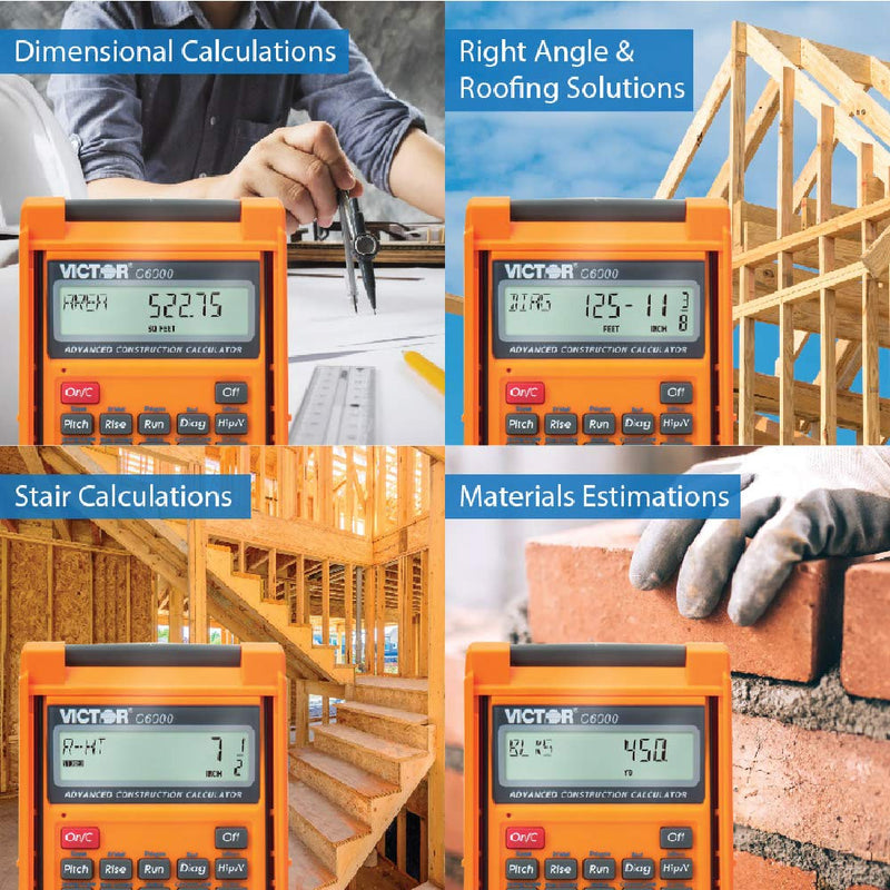 [Australia - AusPower] - Victor C6000 Advanced Construction Calculator with Protective Case Displays in Fractional or Dimensional Forms Perfect for Carpenters, Renovators,Builders, Contractors, Estimators 