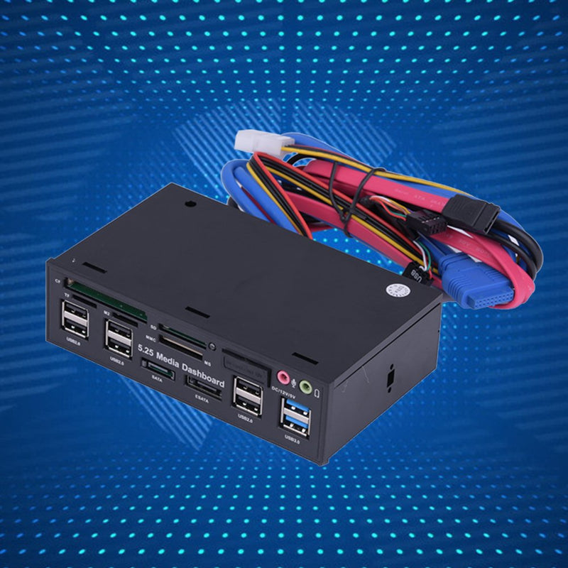 [Australia - AusPower] - fosa Internal Card Reader, 5.25inch Media Dashboard Front Panel Audio, USB3.0/2.0 HUB eSATA SATA Multi-in-1 Card Reader(M2 / TF/SD/MMC/MS/CF) 