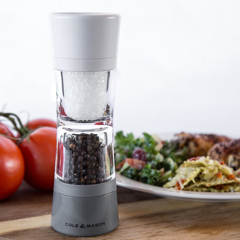 [Australia - AusPower] - Cole & Mason Lincoln Duo Salt and Pepper Grinder Combo, Acrylic Combination Mill Includes Premium Salt and Peppercorns 