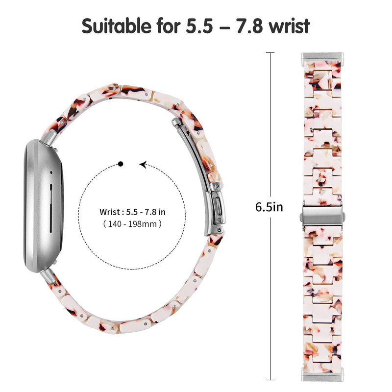 [Australia - AusPower] - Joyozy Lightweight Fashion Bands Compatible with Fitbit Versa 3&Fitbit Sense Watch,Resin Strap Replacement Wristband for Women Men with Versa 3&Sense Clear Screen Protector Case(Nubbly Nougat White) Noubbly Nougat White 