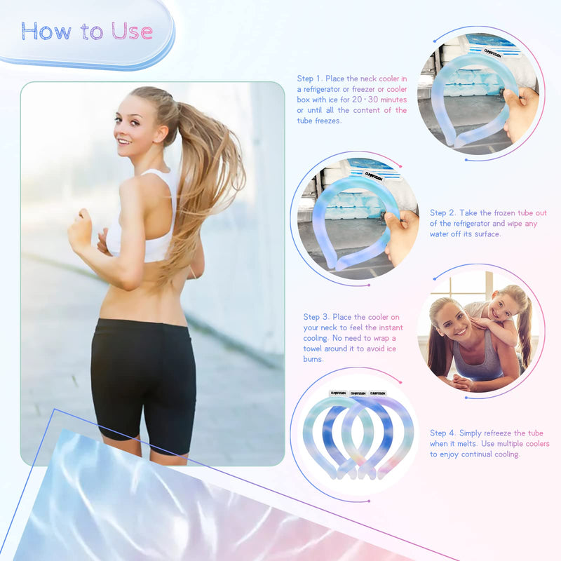 [Australia - AusPower] - Climafusion Gradient Neck Cooling Ring, Neck Cooling Tube Cooling Starts Below 15°C (59°F), Reusable Wearable Cooling Neck Wraps for Summer Heat Outdoor Indoor Cooling and Heat Dissipation Blue Sky Gradient 