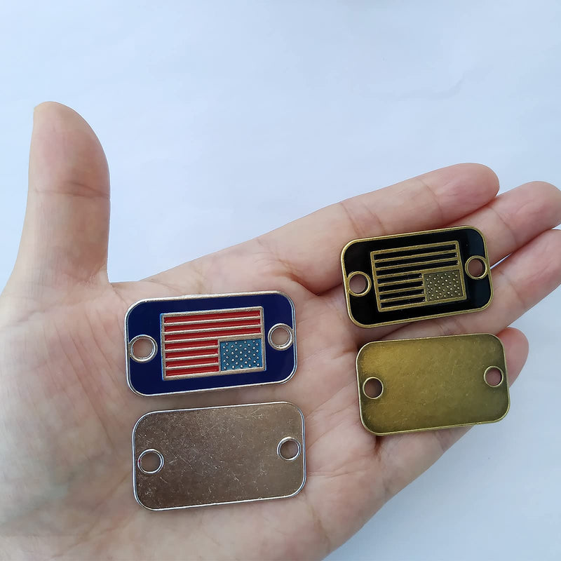 [Australia - AusPower] - SU LIFE Bronze USA Flag Rectangular Paracord Bracelet Accessories or Shoelace Decoration Alloy Rectangle with Rounded Corners and 2 Holes 
