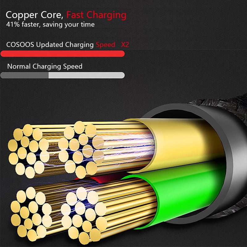 [Australia - AusPower] - 4 Short USB Micro Cables(9in/23cm) COSOOS Nylon Braided Charge & Sync Power Cord for Samsung Galaxy S7 Edge/ S6/ S5/ S4, Note 5/4/ 3, USB Charging Station, MP3, headlamp, Android Device Black 9in/23cm 