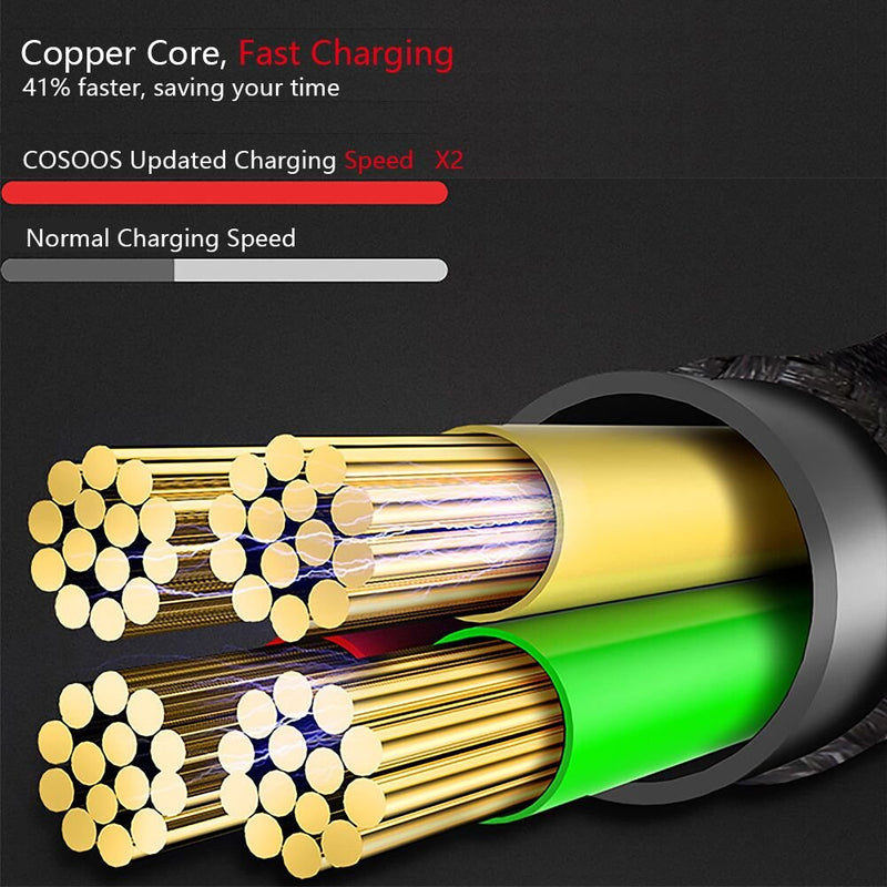 [Australia - AusPower] - 4 Short USB Type C Cables (9in/23cm) COSOOS Nylon Braided Fast Charge & Sync USB C to USB 3.0 Cables for Samsung Galaxy S21 20 S10 S9 S8 Note 10,9,8, Google Pixel,LG V20 G5 G6, Charging Station, usb-a to usb-c 