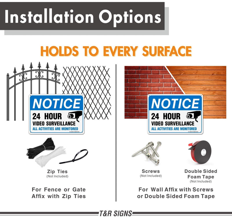 [Australia - AusPower] - Video Surveillance Sign, All Activities Are Monitored - 2/4 Pack - 7 x 10 Inches Rust Free .040 Aluminum Reflective - UV Protected, Waterproof, Weatherproof and Fade Resistant - 4 Pre-drilled Holes 10"x7"-2 park 