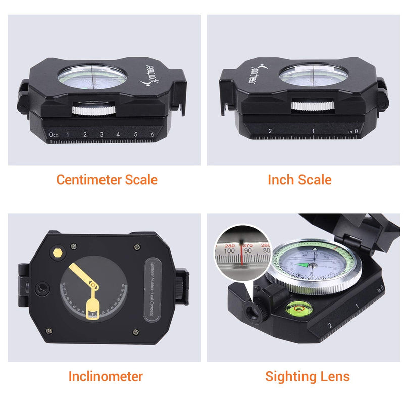 [Australia - AusPower] - Compass, Sportneer Compass Hiking Waterproof Compass Survival with Inclinometer Multifunctional Lensatic Military Compass with Distance Calculator for Camping Sighting Boy Scout Navigation 