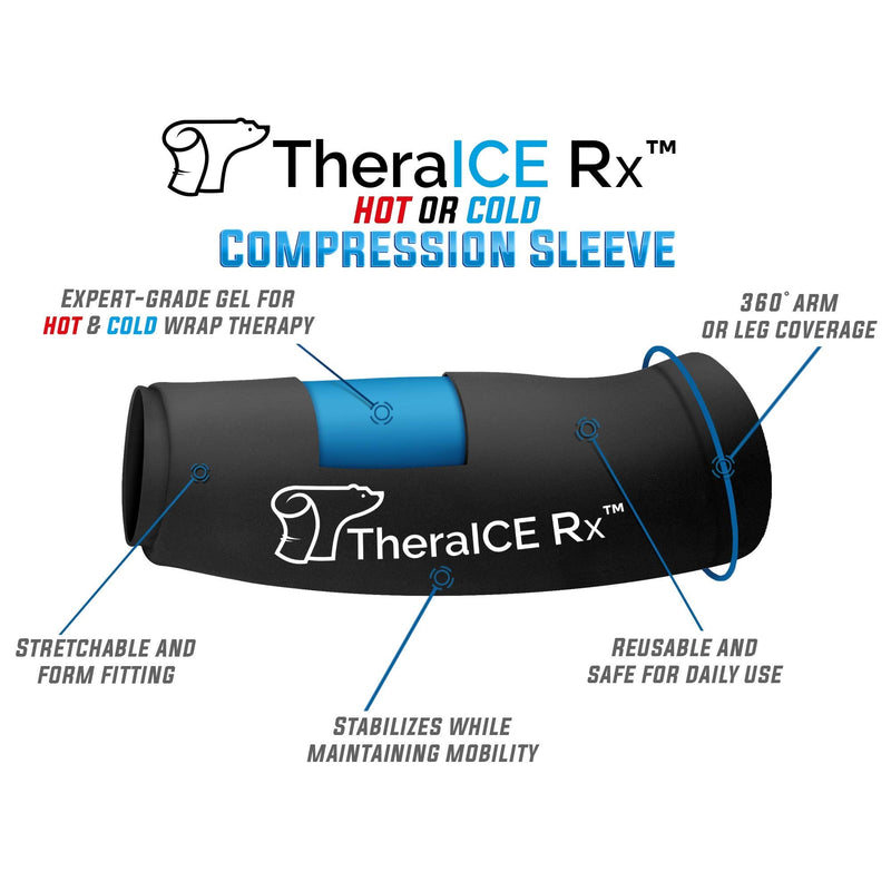 [Australia - AusPower] - TheraICE Rx Elbow & Knee Ice Pack for Injuries Compression Sleeve, Reusable Gel Cold Pack for Knee, Elbow, Ankle, Calf - Flexible Cold Wrap Recovery for Meniscus, ACL, MCL, Bursitis Pain Relief (S) Small Black 
