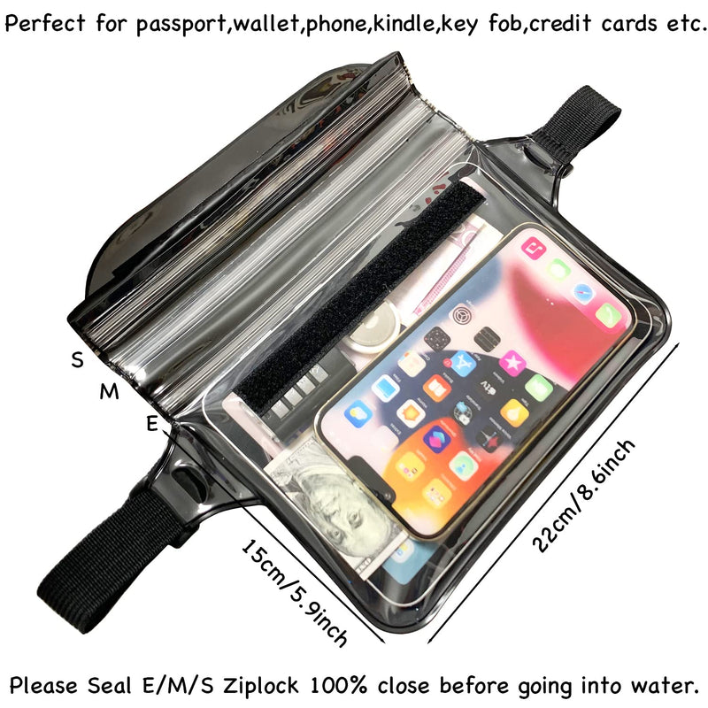 [Australia - AusPower] - EMSEEK Waterproof Waist Pouch Fanny Pack Screen Touchable Waterproof Waist Bag with Waist Strap Keep Your Wallet Kindle Phone Key And Valuables Dry Perfect for Swimming Snorkeling Surfing Black 