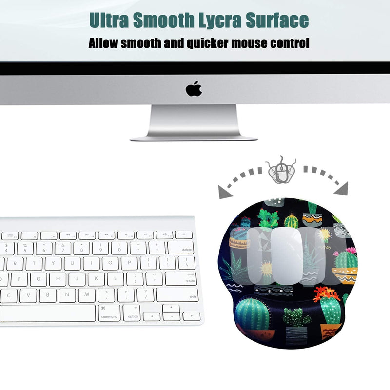 [Australia - AusPower] - Ergonomic Mouse Pad with Wrist Support,Dooke Cute Wrist Pad with Non-Slip Rubber Base for Computer, Laptop, Home Office Gaming, Working, Easy Typing & Pain Relief Cactus Green/Black Cactus 