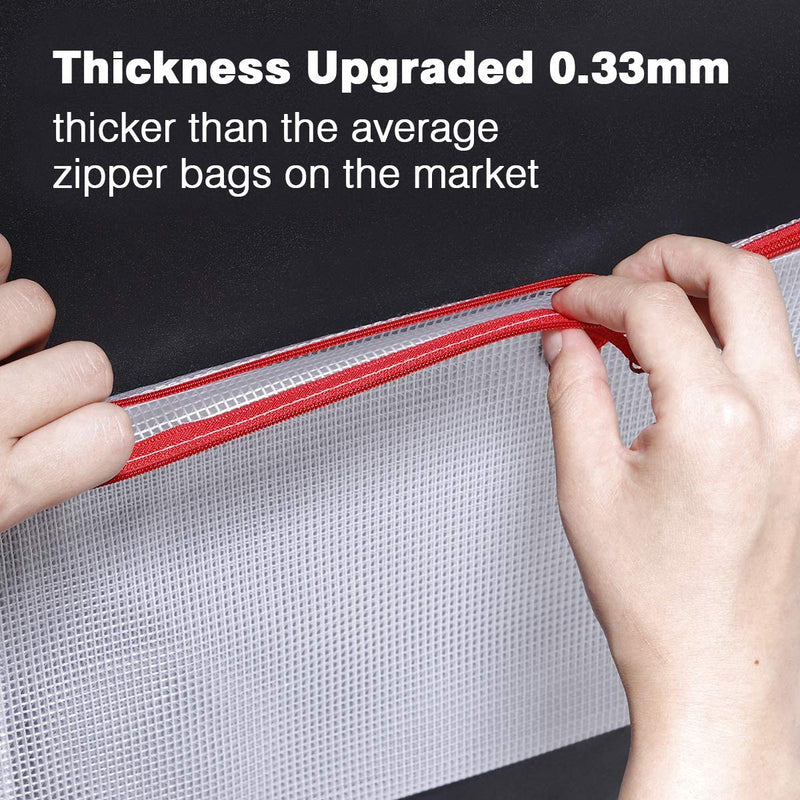 [Australia - AusPower] - Umriox 5PCS Large Mesh Zipper Pouch, Extra Thick, 16.9" x 12.4", Mesh Zipper Bags, Plastic Waterproof Document Pouch for School Office Supplies and Cosmetics Travel Accessories 5 Colors 