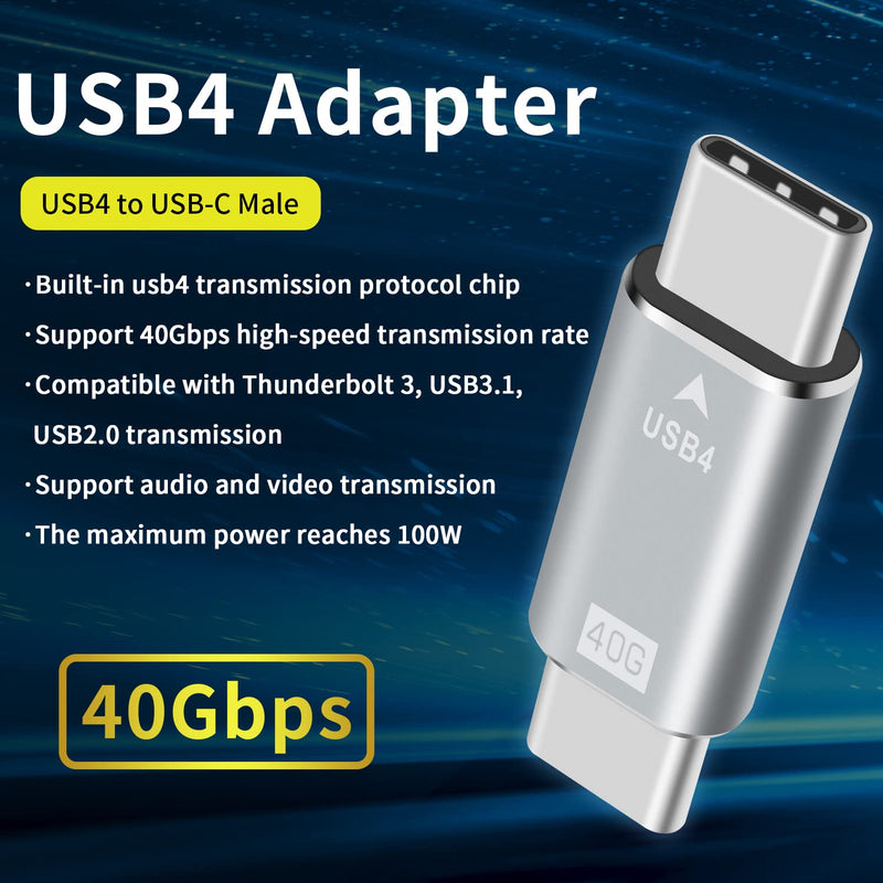 [Australia - AusPower] - Duttek USB C Male to Male Adapter, 40Gpbs Type C Male to Type C Male Full Featured Adapter, Support Data Synchronization and Charging, for with Thunderbolt 3/4, USB3.1, USB2.0. Silver 