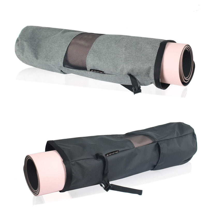 [Australia - AusPower] - Explore Land Oxford Yoga Mat Storage Bag with Breathable Window and Large Pocket for Up to 1/2 Inches Extra-Thick Yoga Mat Black Fits for Standard Yoga Mat 