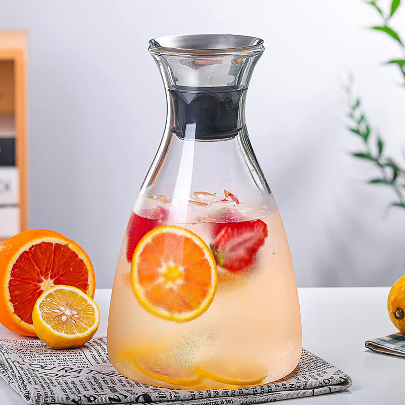 [Australia - AusPower] - WUWEOT 50 OZ Class Carafe, Water Carafe Jug Beverage Pitcher with Lid for Cold Water, Hot Water, Milk, Coffee, Serving Wine, Homemade Iced Tea and Juice, Heat Resistant Borosilicate 