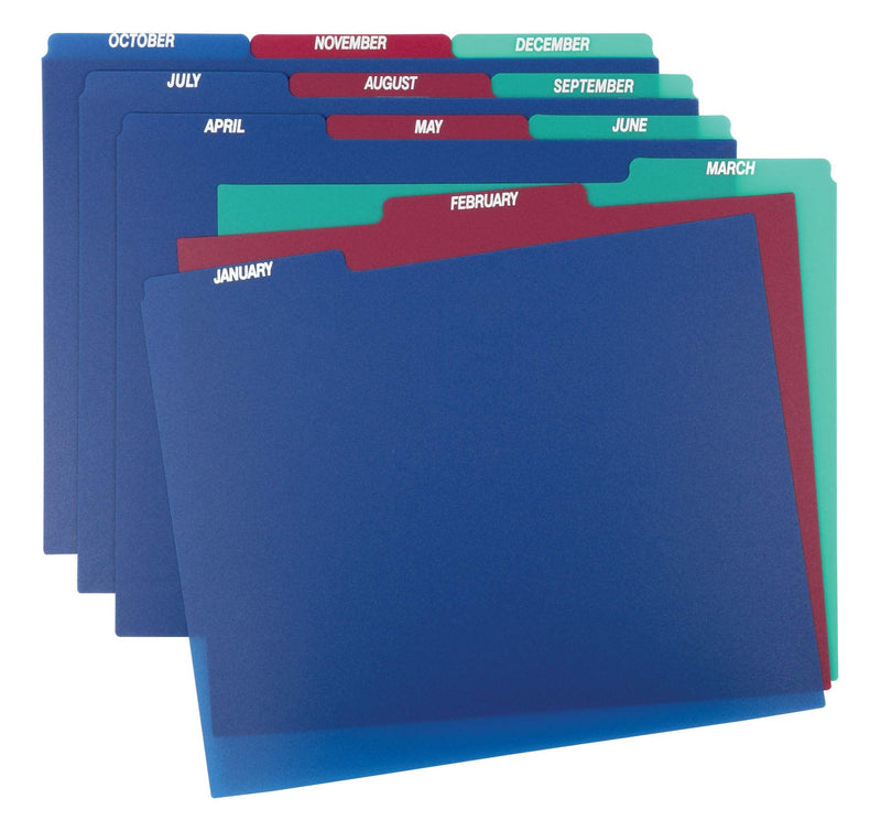 [Australia - AusPower] - Pendaflex 40144 Top Tab File Guides, Monthly/Jan-Dec, 1/3 Tab, Polypropylene, Letter (Set of 12) 