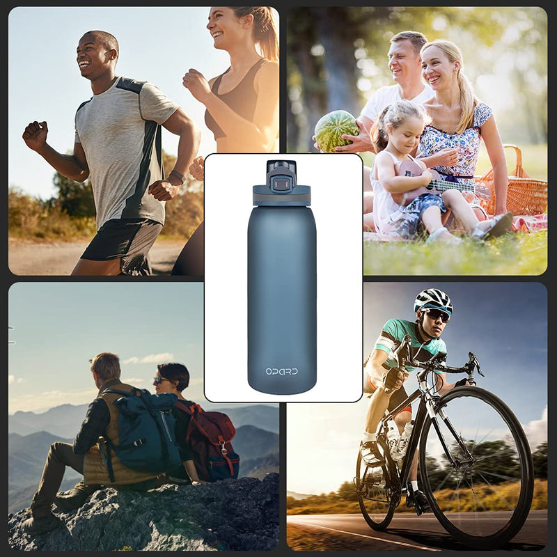 [Australia - AusPower] - Opard 30oz Sports Water Bottle with Leak Proof Flip Top Lid BPA Free Tritan Reusable Plastic for Gym and Outdoor Blue 