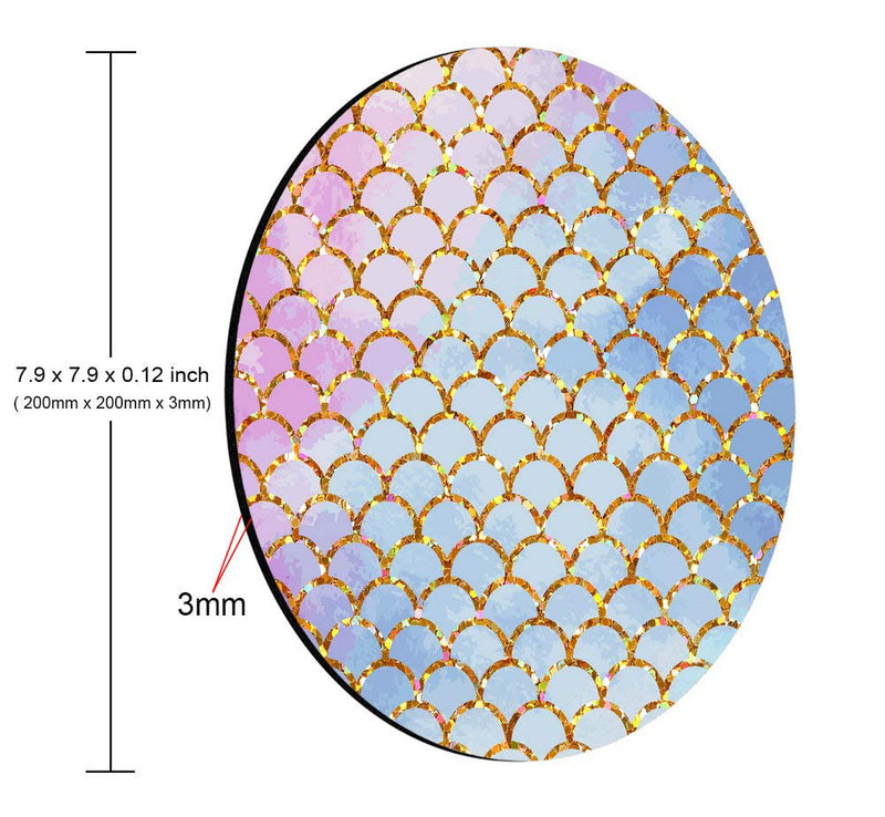 [Australia - AusPower] - Smooffly Mermaid Scales Mousepad Round Mouse Pad Mermaid Mousepads Desk Accessory Cute Circular Mouse Pads Size 7.9 x 7.9 x 0.12 Inch Gmr46 