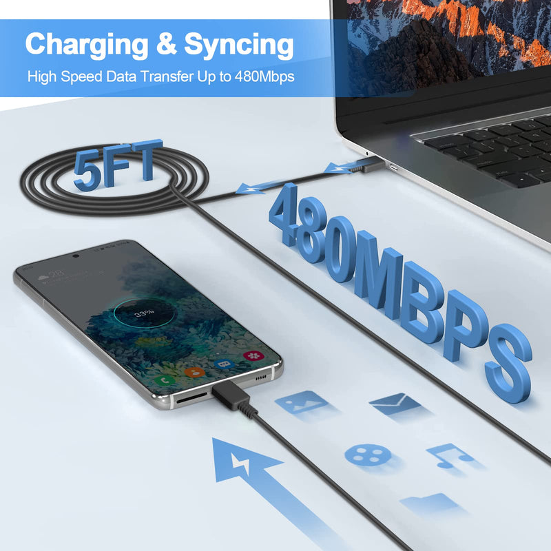 [Australia - AusPower] - 45W USB-C Charger, Dual Port Super Fast Charger Type C with 5Ft USB-C Cable Support Samsung Charger Fast Charging for Galaxy S23 Ultra/S23/S23+/S22 Ultra/S22+/S22/S20/S21, Tab S7/S8, Note10/Note20 