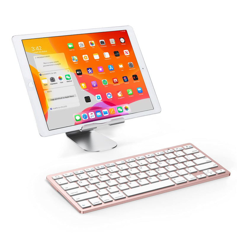 [Australia - AusPower] - OMOTON Ultra-Slim Bluetooth Keyboard Compatible with iPad 10.2(9th/ 8th/ 7th Generation)/ 9.7, iPad Air 4th Generation, iPad Pro 11/12.9, iPad Mini, and More Bluetooth Enabled Devices, Pink Gold 
