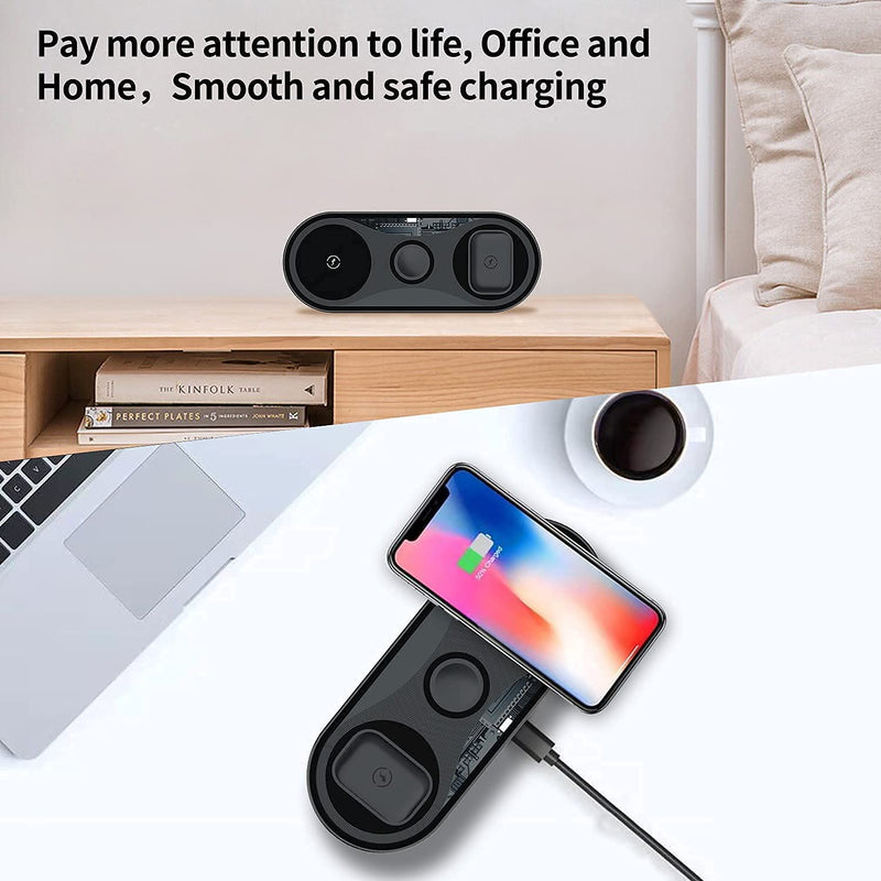 [Australia - AusPower] - Wireless Charger, Blulory3 in 1 Wireless Charging Board, Qi Certified 15W Fast Charger,Compatible with iPhone 12 Mini/12/12 Pro/12 Pro Max/11/11pro/Se/X/XS/XR/Xs Max/8/8 and Apple Watch AirPods 2/Pro 
