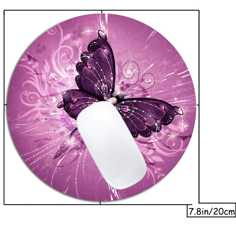 [Australia - AusPower] - Butterfly Mouse Pad Round Non-Slip Rubber Mousepad Laptop Office Computer Decor Cute Desk Accessories Customized Design Mouse Pad Butterfly 