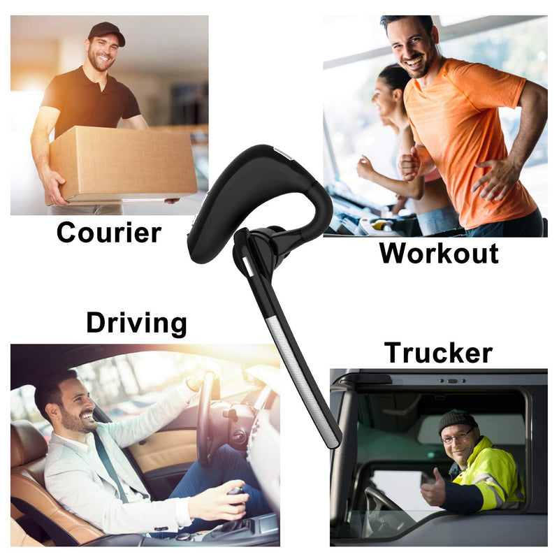 [Australia - AusPower] - Hands-Free Wireless Headset with Mic, XHJBaby Business Bluetooth Earpiece Talking Compatible Cellphones PC Work for Workout/Driving/Office(Sllver) 