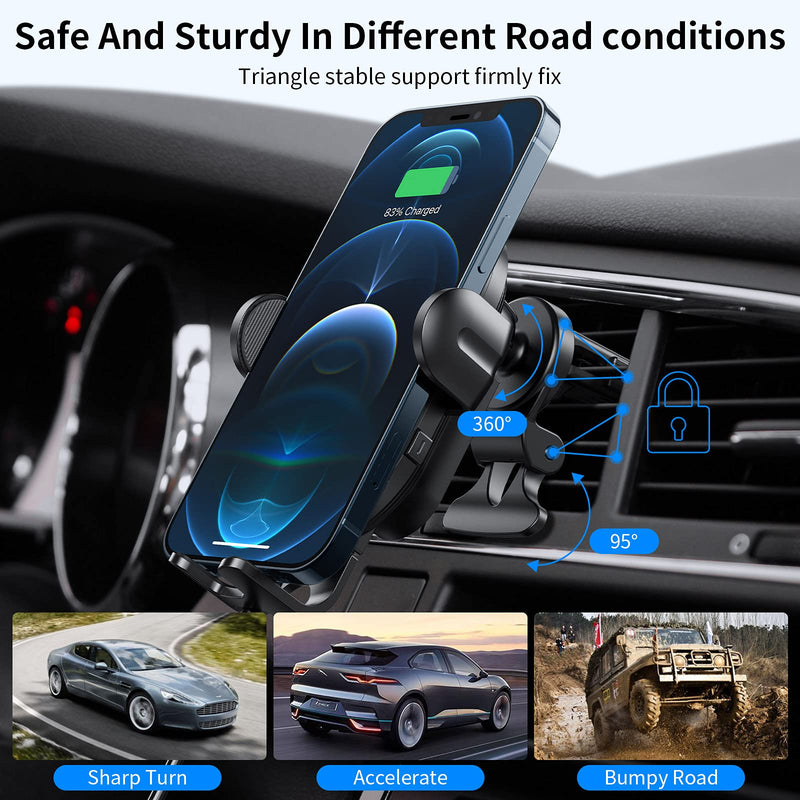 [Australia - AusPower] - Wireless Car Charger, 15W/10W/7.5W Qi Car Charger, Auto-Clamping Wireless Car Charger for iPhone 12/12 Pro/SE/11/11 Pro/11 Pro Max/XS Max, Galaxy S21/S20/S10/S9/S8 and All Plus/Note10 