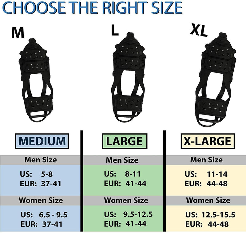 [Australia - AusPower] - Limm Crampons Ice Traction Cleats Large - Lightweight Traction Cleats for Walking on Snow & Ice - Anti Slip Shoe Grips Quickly & Easily Over Footwear - Portable Ice Grippers for Shoes & Boots Compact 