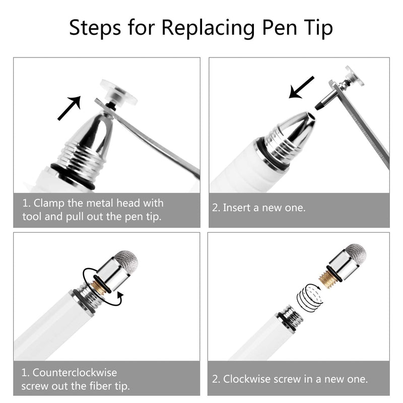 [Australia - AusPower] - Mixoo Stylus Pens for Touch Screens - Disc & Fiber Tip 2 in 1 High Sensitivity Universal Stylus for iPad, iPhone, Tablets and Other Capacitive Touch Screens (Black/White) Black/White 