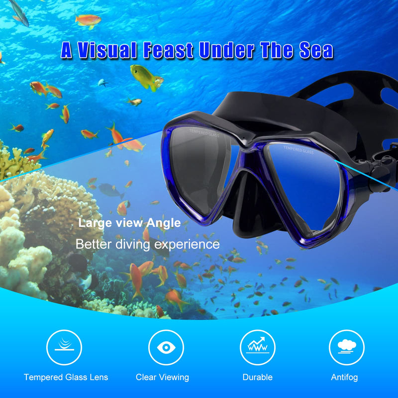 [Australia - AusPower] - Adult Snorkeling Set, Panoramic Anti-Fog Scuba Diving Mask and Dry Snorkel, Tempered Glass Swim Mask, Professional Youth Snorkel Mask Gear for Snorkeling, Swimming, Diving 