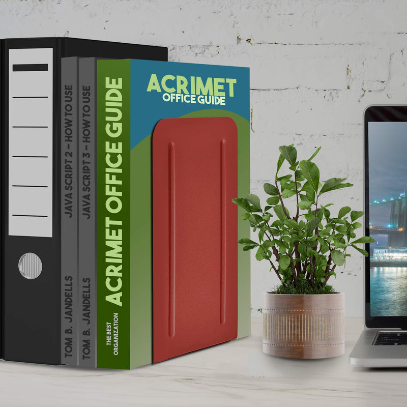 [Australia - AusPower] - Acrimet Jumbo Premium Metal Bookends 9" (Heavy Duty) (Red Color) (1 Pair) 